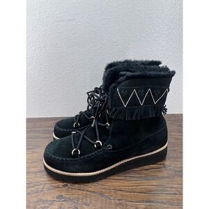 Jack Rogers Women's 7M Vera Suede‎ Lace Up Fur Lined Waterproof Moc Boots